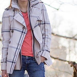 COACH Tattersall Rainbow Plaid Short Trench Coat - Fall 2014 - 84985